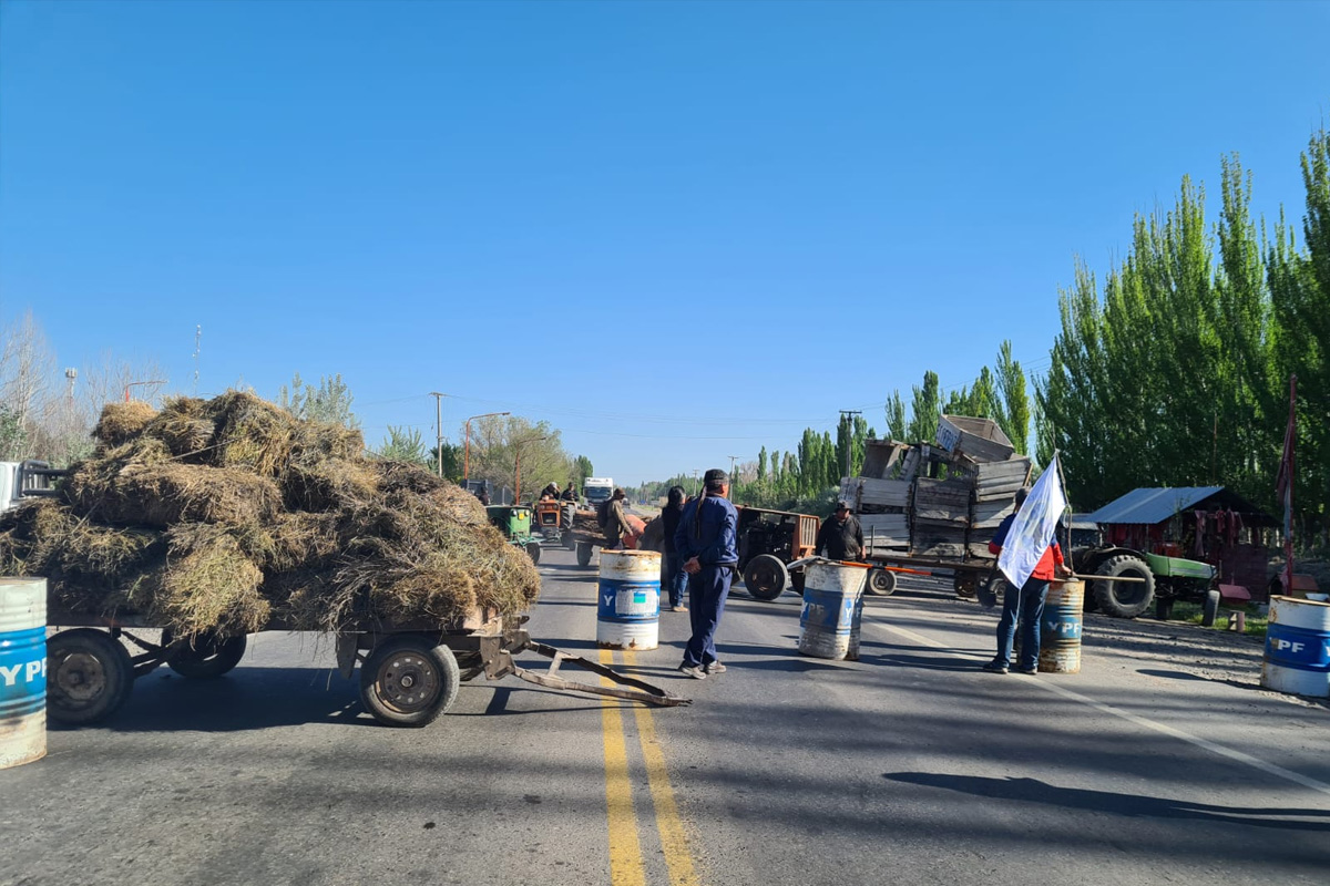 Tensión en el corte de productores frutícolas de la Ruta 151